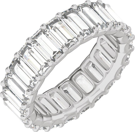 Platinum Straight Baguette Lab-Grown Diamond Low Profile Eternity Band - 5x2.5mm Stones