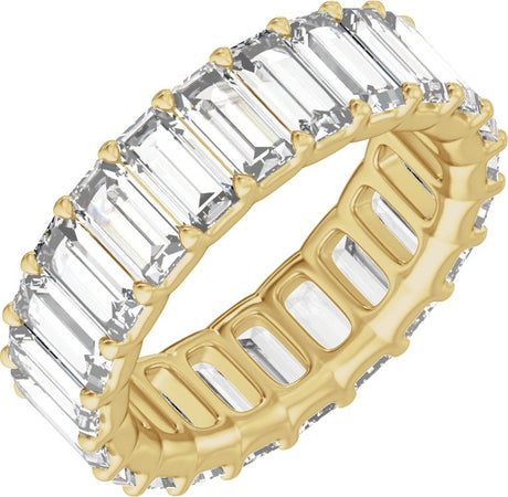 14K Gold Straight Baguette Lab-Grown Diamond Low Profile Eternity Band - 5x2.5mm Stones - Yellow Gold