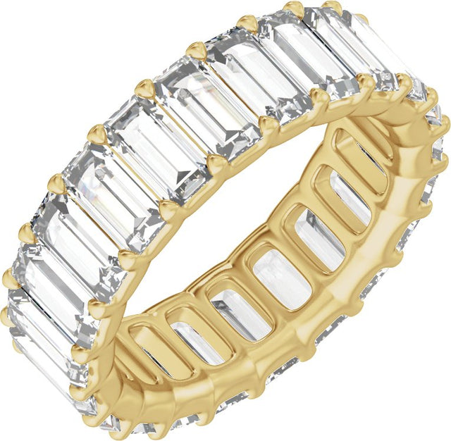 14K Gold Straight Baguette Lab-Grown Diamond Low Profile Eternity Band - 5x2.5mm Stones - Yellow Gold
