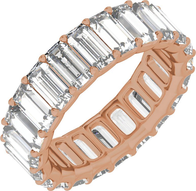 14K Gold Straight Baguette Lab-Grown Diamond Low Profile Eternity Band - 5x2.5mm Stones - Rose Gold
