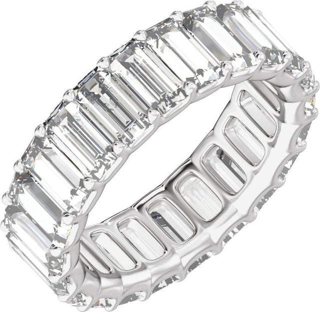 14K Gold Straight Baguette Lab-Grown Diamond Low Profile Eternity Band - 5x2.5mm Stones - White Gold