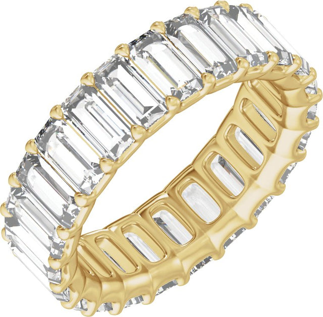 14K Gold Straight Baguette Lab-Grown Diamond Low Profile Eternity Band - 5x2.5mm Stones - Yellow Gold