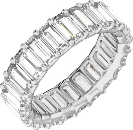 14K Gold Straight Baguette Lab-Grown Diamond Low Profile Eternity Band - 5x2.5mm Stones - White Gold