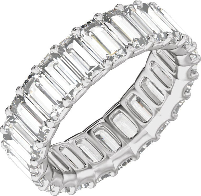 14K Gold Straight Baguette Lab-Grown Diamond Low Profile Eternity Band - 5x2.5mm Stones - White Gold