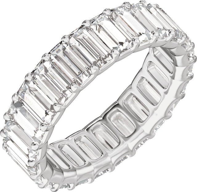 14K Gold Straight Baguette Lab-Grown Diamond Low Profile Eternity Band - 5x2.5mm Stones - White Gold
