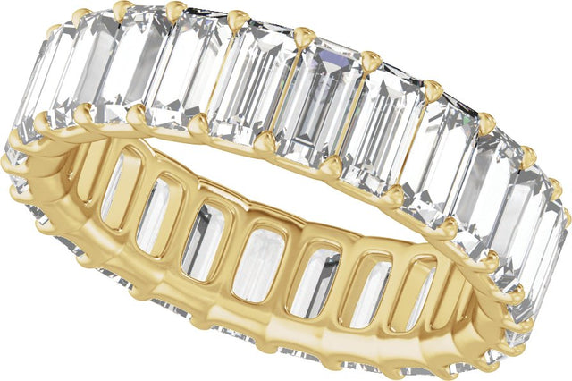 14K Gold Straight Baguette Lab-Grown Diamond Low Profile Eternity Band - 5x2.5mm Stones - Yellow Gold - view 5