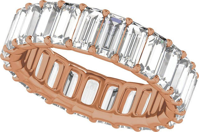 14K Gold Straight Baguette Lab-Grown Diamond Low Profile Eternity Band - 5x2.5mm Stones - Rose Gold - view 5