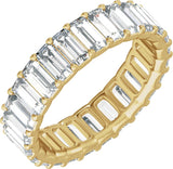 14K Gold Straight Baguette Lab-Grown Diamond Low Profile Eternity Band - 5x2.5mm Stones - Yellow Gold