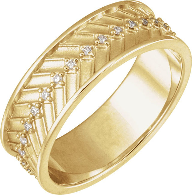 14K Gold Round Lab-Grown Diamond Accented Band - 1.2mm Stones - Yellow Gold