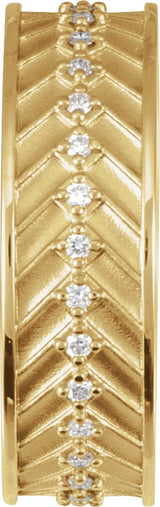 14K Gold Round Lab-Grown Diamond Accented Band - 1.2mm Stones - Yellow Gold - view 3