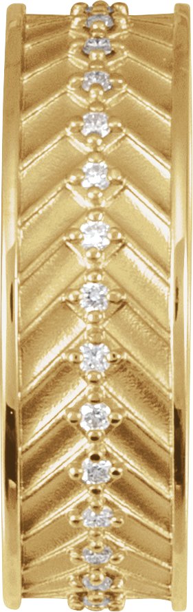14K Gold Round Lab-Grown Diamond Accented Band - 1.2mm Stones - Yellow Gold - view 3