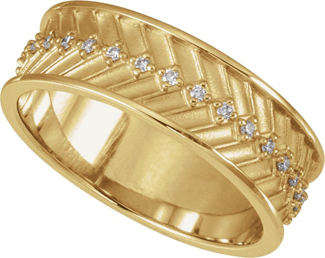 14K Gold Round Lab-Grown Diamond Accented Band - 1.2mm Stones - Yellow Gold - view 4