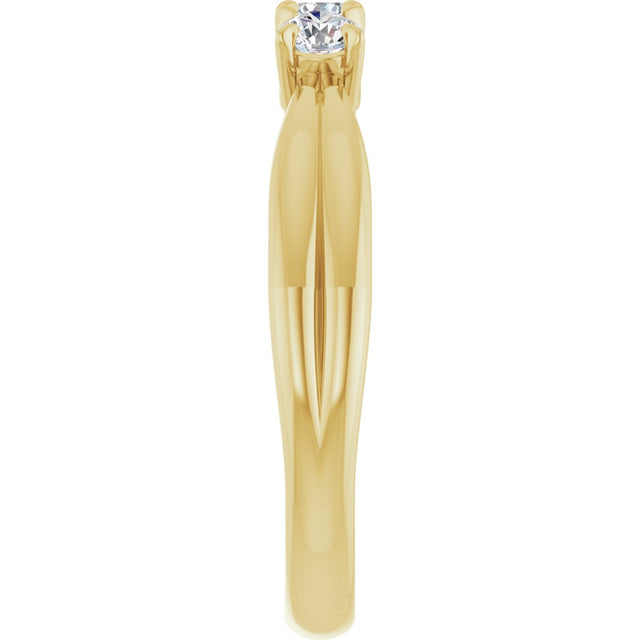 14K Gold Round Natural Diamond Three-Stone Anniversary Band - 1/4-1/2 CTW - Yellow Gold - view 4