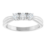 14K Gold Round Lab-Grown Diamond Three-Stone Anniversary Band - 1/4-1/2 CTW - White Gold - view 3