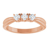 14K Gold Round Lab-Grown Diamond Three-Stone Anniversary Band - 1/4-1/2 CTW - Rose Gold - view 3