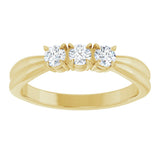 14K Gold Round Natural Diamond Three-Stone Anniversary Band - 1/4-1/2 CTW - Yellow Gold - view 3