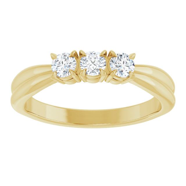 14K Gold Round Lab-Grown Diamond Three-Stone Anniversary Band - 1/4-1/2 CTW - Yellow Gold - view 3