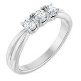 Platinum Round Natural Diamond Three-Stone Anniversary Band - 1/4-1/2 CTW