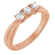 14K Gold Round Natural Diamond Three-Stone Anniversary Band - 1/4-1/2 CTW - Rose Gold