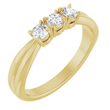 14K Gold Round Lab-Grown Diamond Three-Stone Anniversary Band - 1/4-1/2 CTW - Yellow Gold