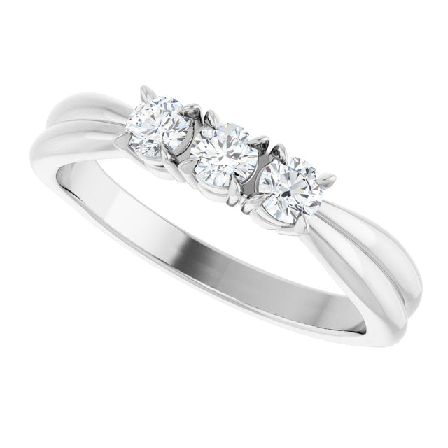 Platinum Round Lab-Grown Diamond Three-Stone Anniversary Band - 1/4-1/2 CTW - view 5