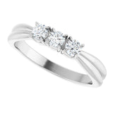 Platinum Round Natural Diamond Three-Stone Anniversary Band - 1/4-1/2 CTW - view 5