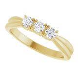 14K Gold Round Natural Diamond Three-Stone Anniversary Band - 1/4-1/2 CTW - Yellow Gold - view 5
