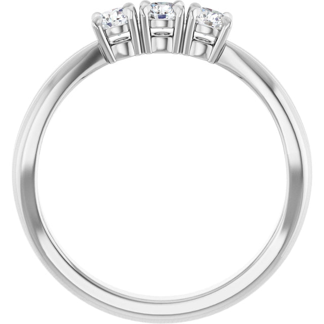 14K Gold Round Lab-Grown Diamond Three-Stone Anniversary Band - 1/4-1/2 CTW - White Gold - view 2