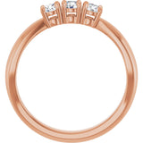 14K Gold Round Lab-Grown Diamond Three-Stone Anniversary Band - 1/4-1/2 CTW - Rose Gold - view 2