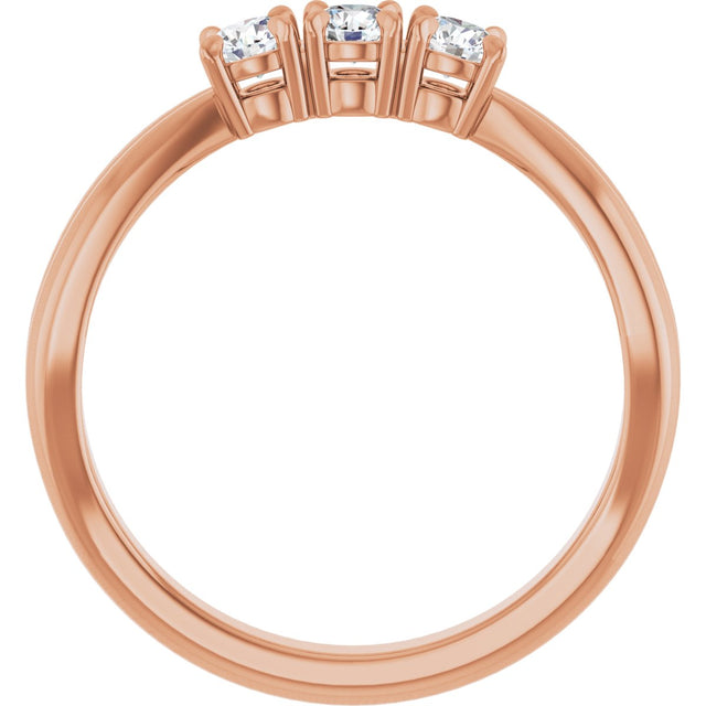 14K Gold Round Lab-Grown Diamond Three-Stone Anniversary Band - 1/4-1/2 CTW - Rose Gold - view 2
