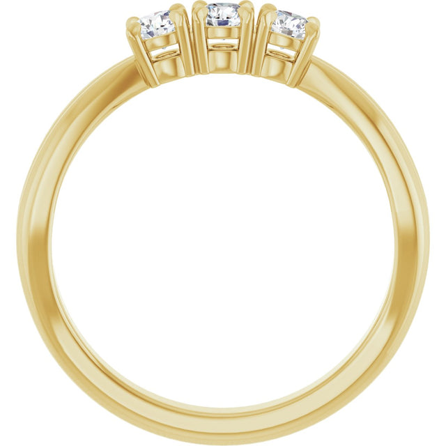 14K Gold Round Natural Diamond Three-Stone Anniversary Band - 1/4-1/2 CTW - Yellow Gold - view 2