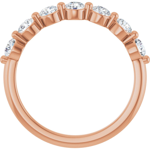 14K Gold Round Natural Diamond Seven-Stone Anniversary Band - 1/5-5/8 CTW - Rose Gold - view 2