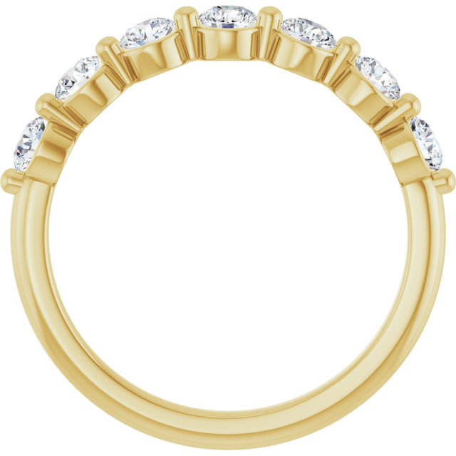 14K Gold Round Natural Diamond Seven-Stone Anniversary Band - 1/5-5/8 CTW - Yellow Gold - view 2