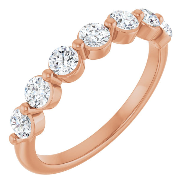 14K Gold Round Natural Diamond Seven-Stone Anniversary Band - 1/5-5/8 CTW - Rose Gold