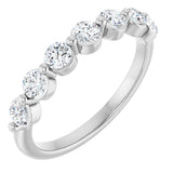 14K Gold Round Natural Diamond Seven-Stone Anniversary Band - 1/5-5/8 CTW - White Gold