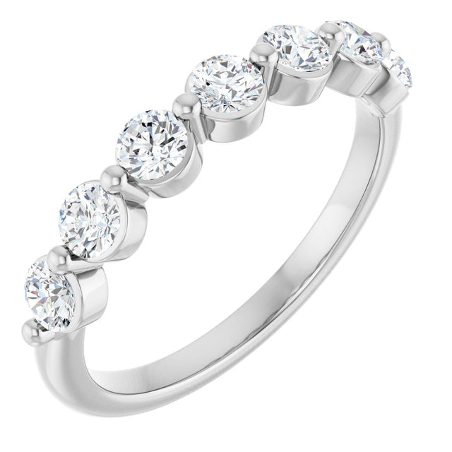 14K Gold Round Natural Diamond Seven-Stone Anniversary Band - 1/5-5/8 CTW - White Gold