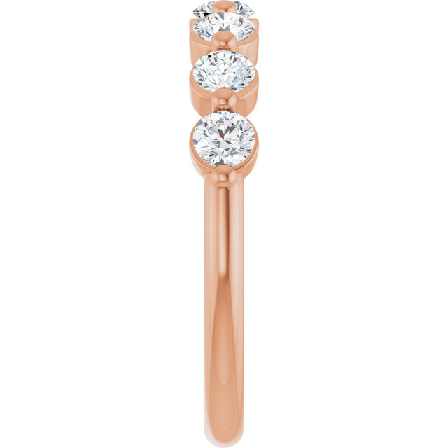 14K Gold Round Natural Diamond Seven-Stone Anniversary Band - 1/5-5/8 CTW - Rose Gold - view 4