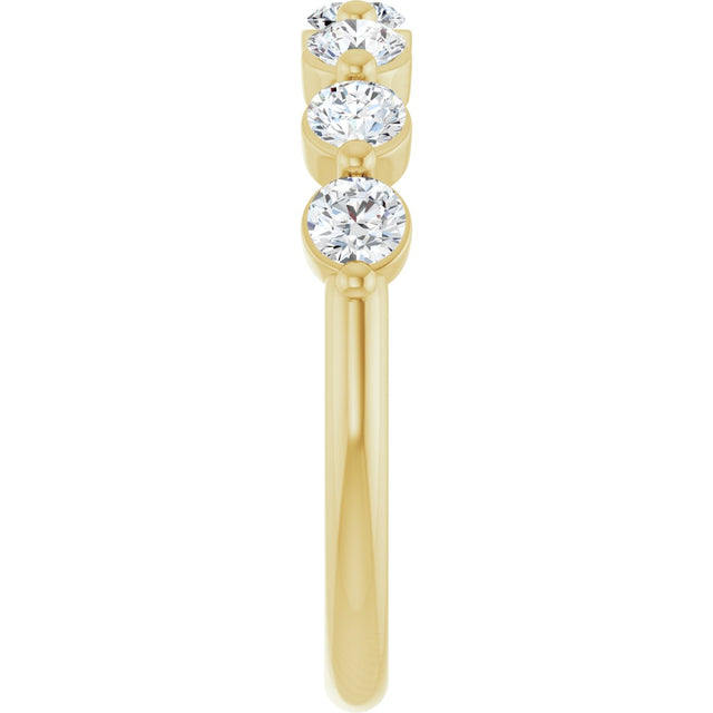 14K Gold Round Lab-Grown Diamond Seven-Stone Anniversary Band - 1/5-5/8 CTW - Yellow Gold - view 4