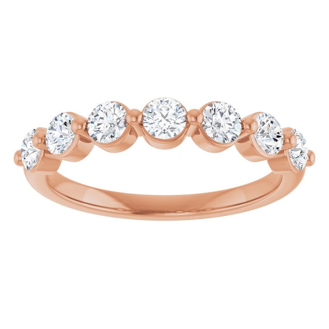 14K Gold Round Natural Diamond Seven-Stone Anniversary Band - 1/5-5/8 CTW - Rose Gold - view 3
