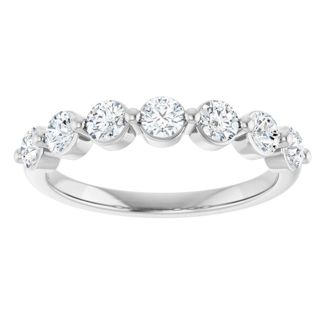 14K Gold Round Natural Diamond Seven-Stone Anniversary Band - 1/5-5/8 CTW - White Gold - view 3