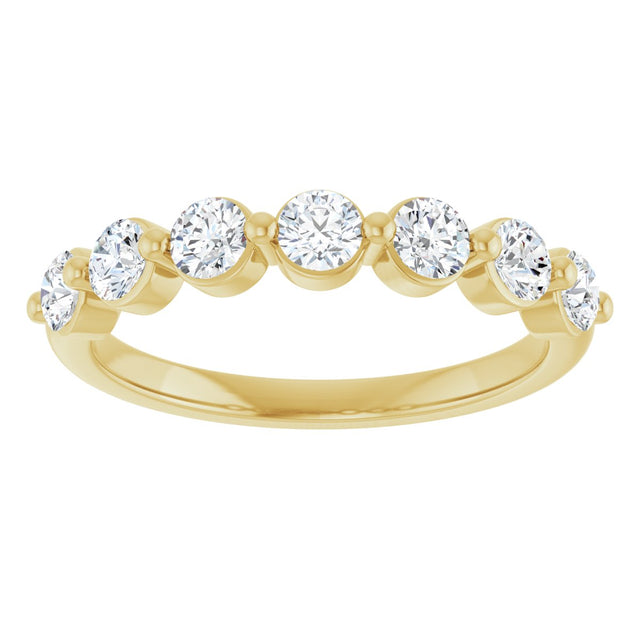 14K Gold Round Natural Diamond Seven-Stone Anniversary Band - 1/5-5/8 CTW - Yellow Gold - view 3
