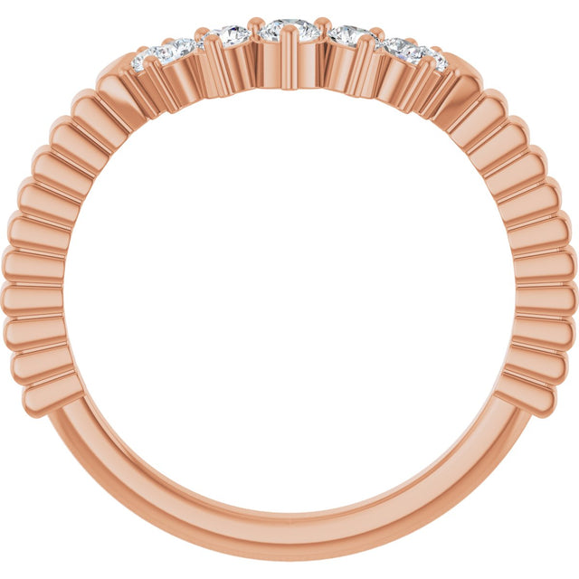 14K Gold Round Lab-Grown Diamond Contour Band - 1/4 CTW (Style 127124) - Rose Gold - view 2
