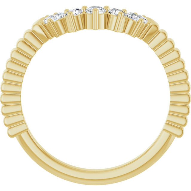 14K Gold Round Lab-Grown Diamond Contour Band - 1/4 CTW (Style 127124) - Yellow Gold - view 2