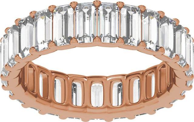 14K Gold Straight Baguette Lab-Grown Diamond Low Profile Eternity Band - 5x2.5mm Stones - Rose Gold - view 3