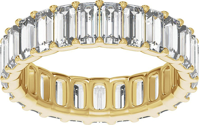 14K Gold Straight Baguette Lab-Grown Diamond Low Profile Eternity Band - 5x2.5mm Stones - Yellow Gold - view 3