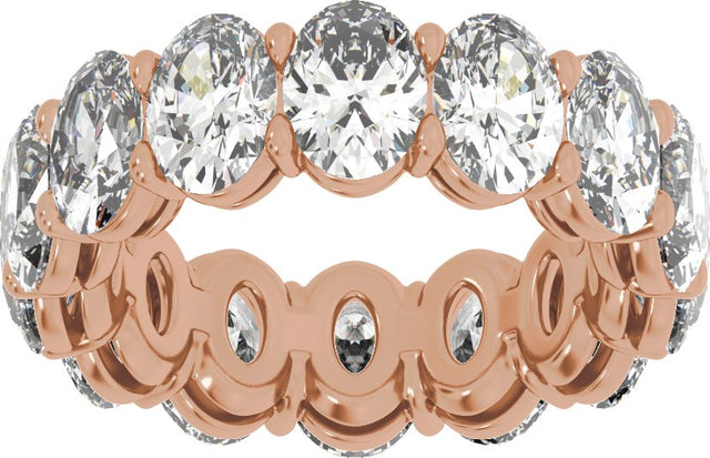 14K Gold Oval Natural Diamond Low Profile Eternity Band - 6.1x4.5mm Stones - Rose Gold - view 3