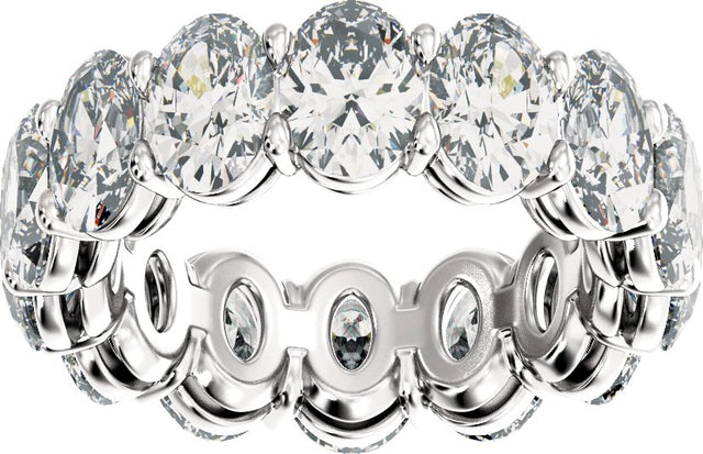 14K Gold Oval Natural Diamond Low Profile Eternity Band - 6.1x4.5mm Stones - White Gold - view 3