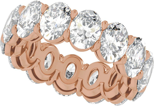 14K Gold Oval Natural Diamond Low Profile Eternity Band - 6.1x4.5mm Stones - Rose Gold - view 5