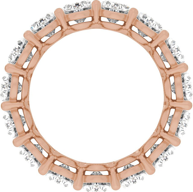 14K Gold Oval Natural Diamond Low Profile Eternity Band - 6.1x4.5mm Stones - Rose Gold - view 2