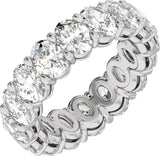 14K Gold Oval Natural Diamond Low Profile Eternity Band - 6.1x4.5mm Stones - White Gold